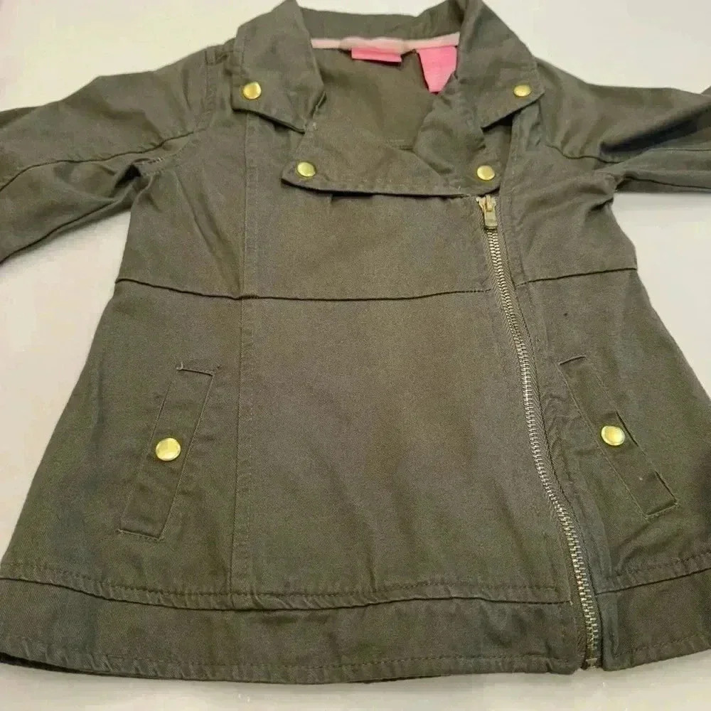 Isaac Mizrahi / Madeline Bergman girls green moto jacket. Size 5T - Picture 10 of 10